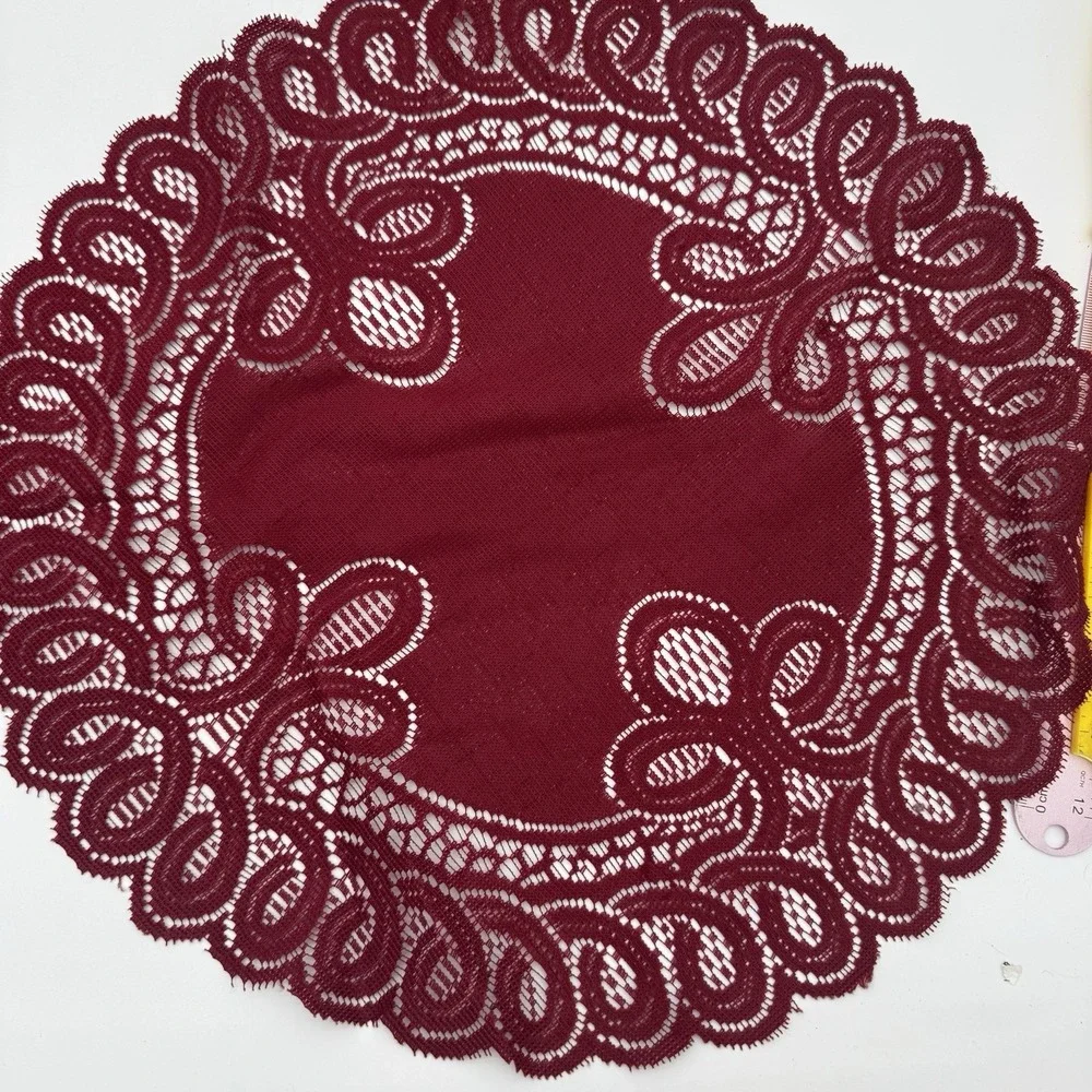 Vintage Red Lace Doilies & Placemat Set 3 Scalloped‎ Floral Table Decor